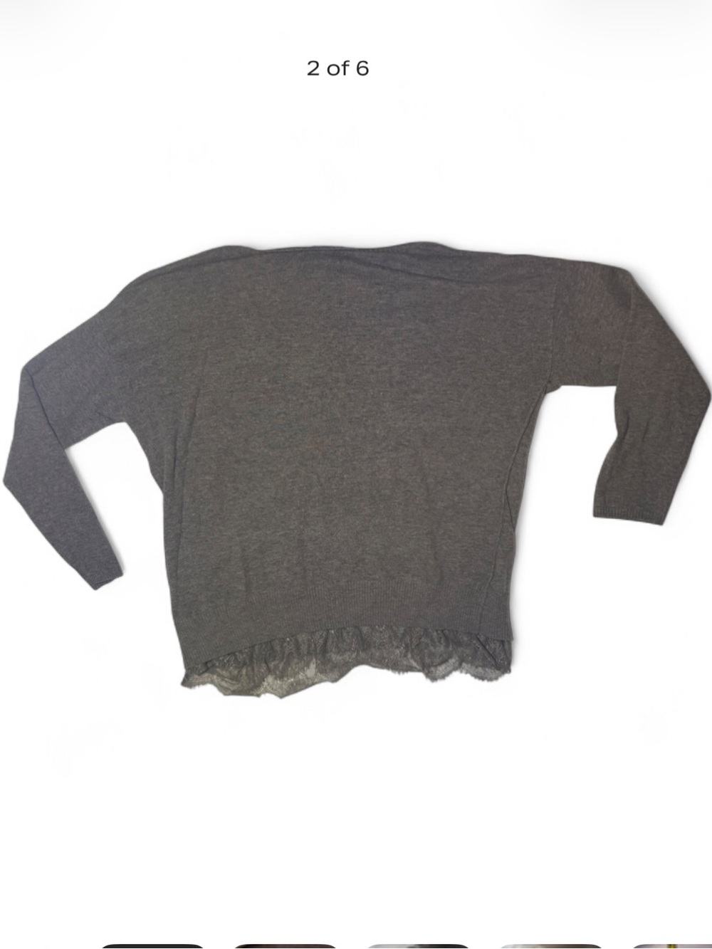 Sioni Dolman Sleeve Knit Top with Scalloped Lace Trim Hem Women’s L Brown - Picture 2 of 6